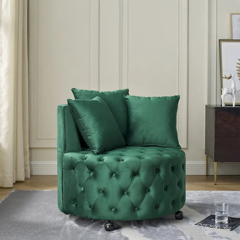 Green Modern 30 Swivel Tufted Accent Chair