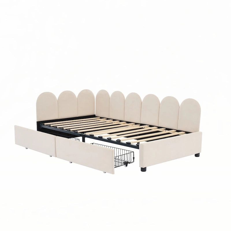 Twin size Upholstered Daybed with 2 Drawers