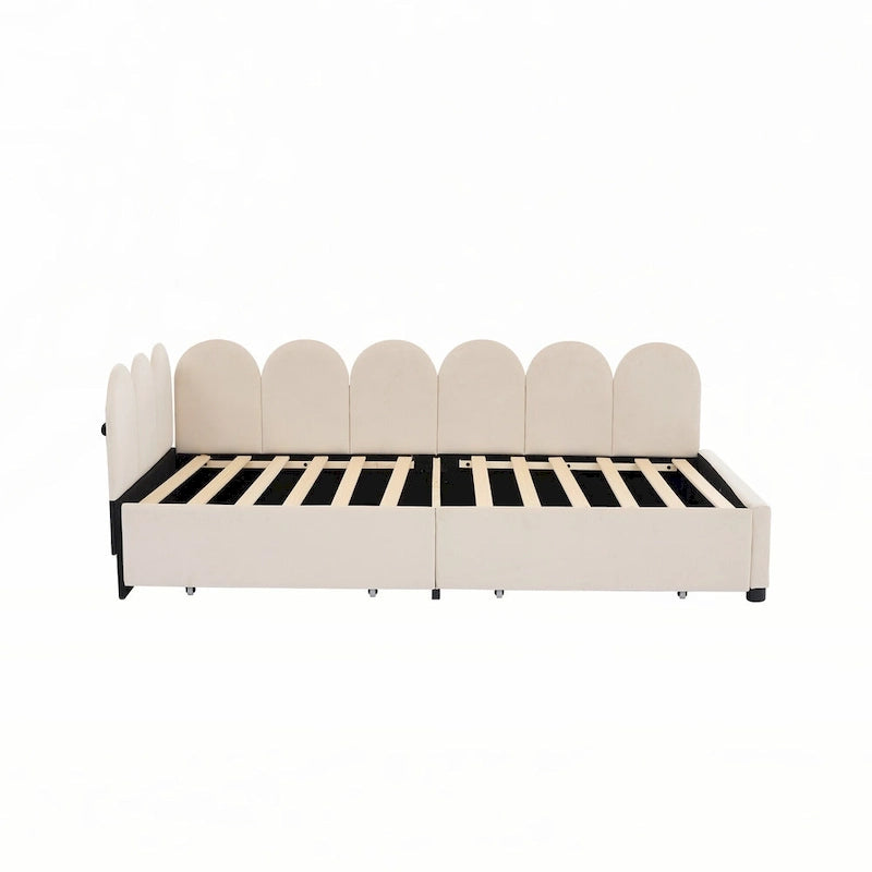 Twin size Upholstered Daybed with 2 Drawers