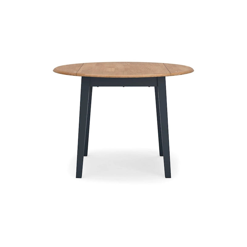 Dining Table, Extendable 26-42 Inch, Dark Blue, Wood, 2 Leaves