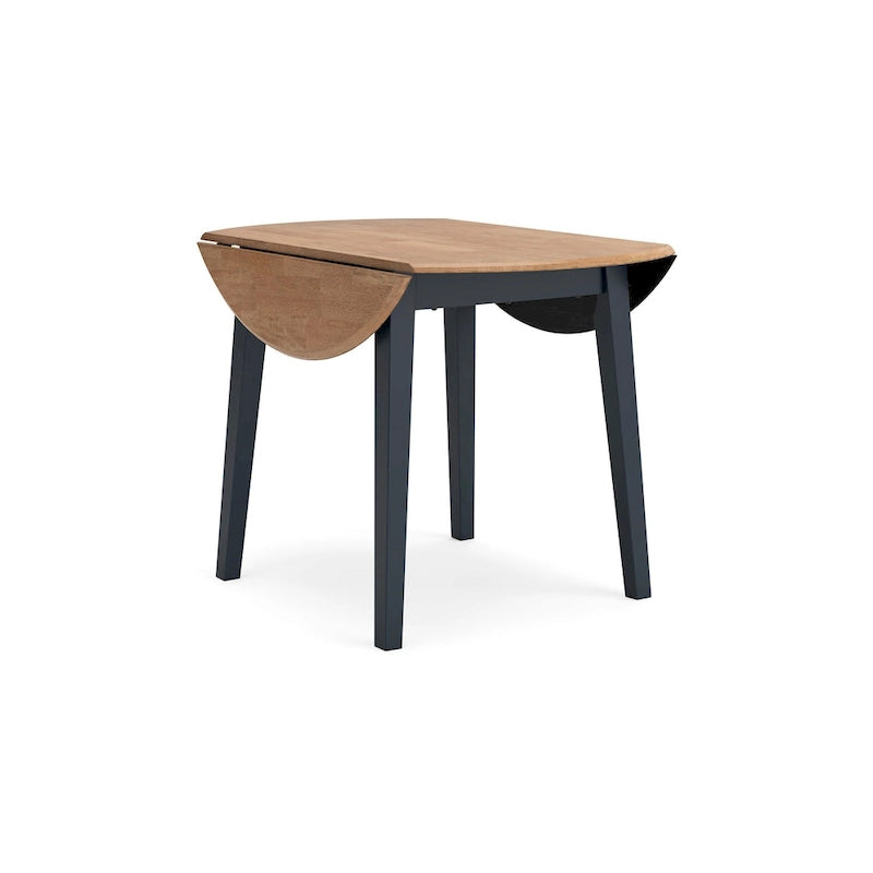 Dining Table, Extendable 26-42 Inch, Dark Blue, Wood, 2 Leaves