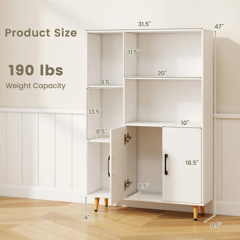 Floor Storage Cabinet Free Standing Wooden Display Bookcase