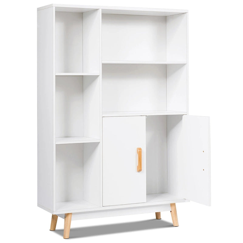 Floor Storage Cabinet Free Standing Wooden Display Bookcase
