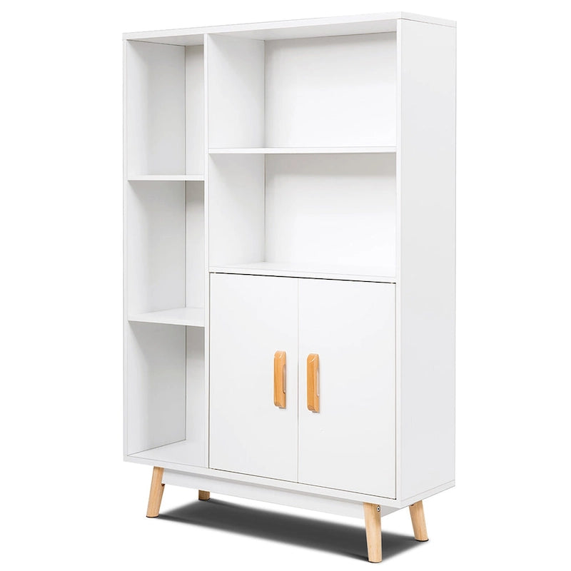 Floor Storage Cabinet Free Standing Wooden Display Bookcase