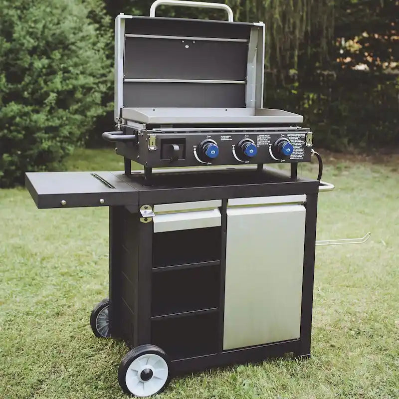 Universal Rolling Prep Cart for Portable Outdoor Griddle and Grills, Black - 52.8