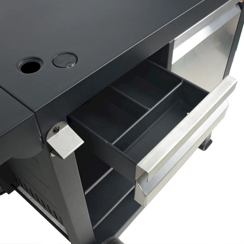 Universal Rolling Prep Cart for Portable Outdoor Griddle and Grills, Black - 52.8