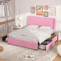 Upholstered Bed Frame with Headboard & 4 Storage Drawers