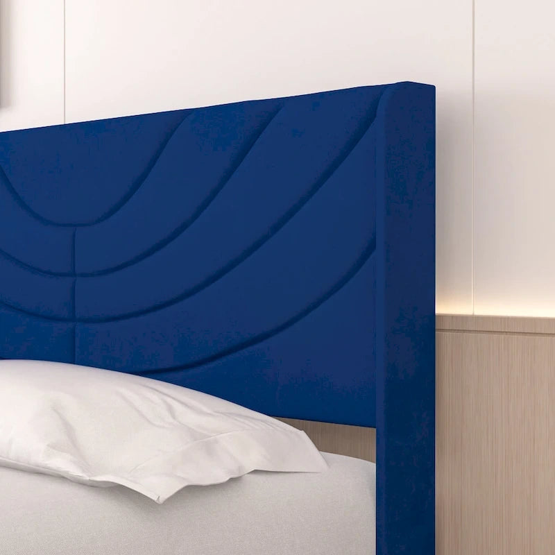 Upholstered Bed Frame with Headboard & 4 Storage Drawers