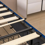 Estrutura de Cama Estofada com Cabeceira e 4 Gavetas de Armazenamento