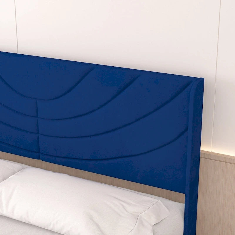 Upholstered Bed Frame with Headboard & 4 Storage Drawers