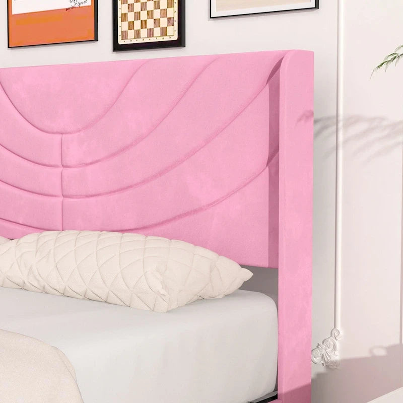 Upholstered Bed Frame with Headboard & 4 Storage Drawers
