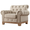 Tufted Scroll Arm Nailhead Chesterfield Chair by