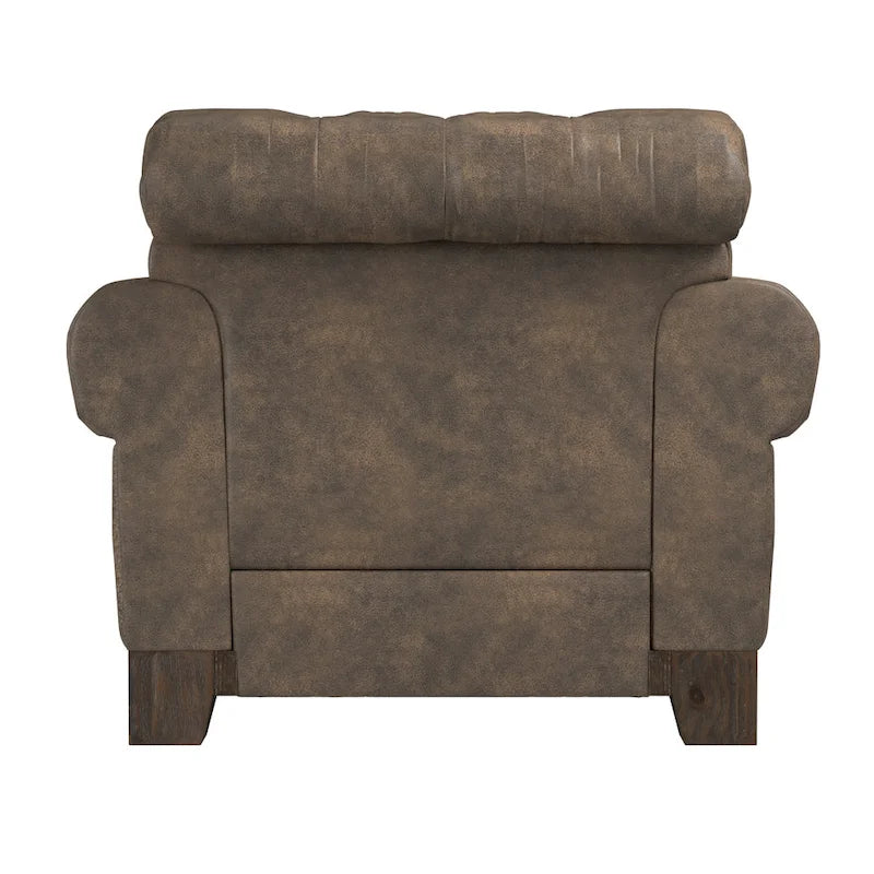 Tufted Scroll Arm Nailhead Chesterfield Chair by