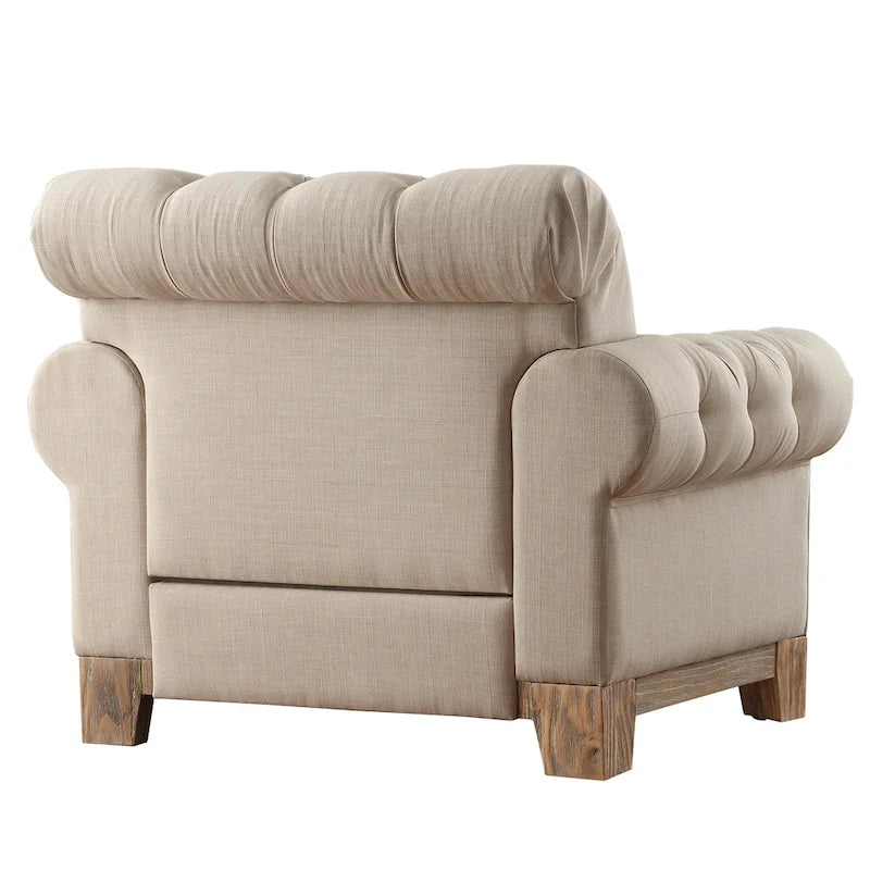 Tufted Scroll Arm Nailhead Chesterfield Chair by