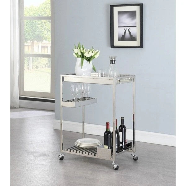 Contemporary All Metal Tea Cart - N/A