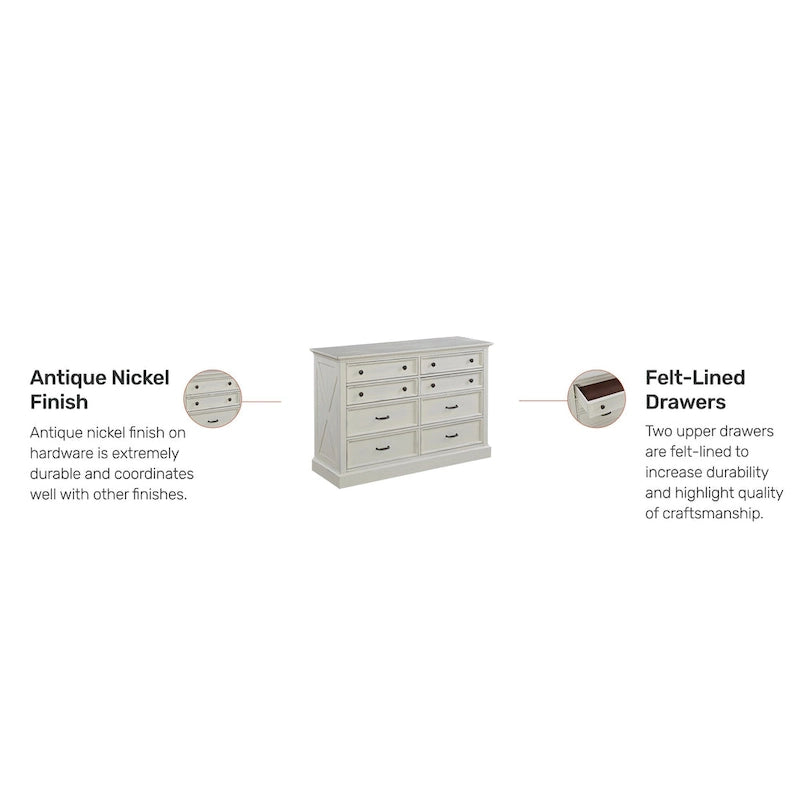 Off-White Dresser with 8 Drawers