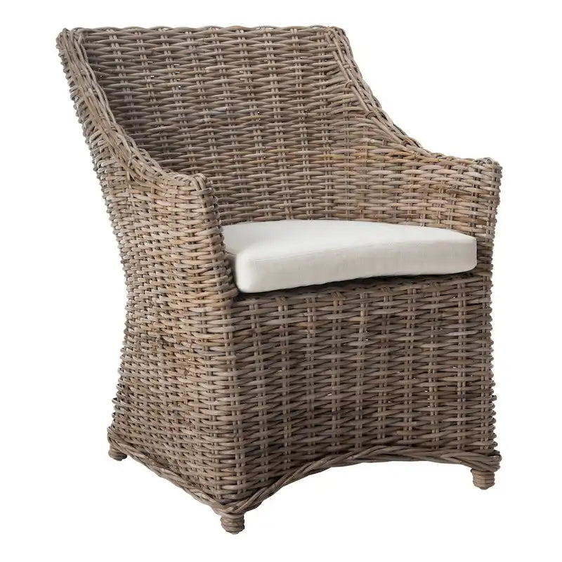 St. Thomas Wicker Washed Brown Wingback Arm Chair (Fully Assembled)