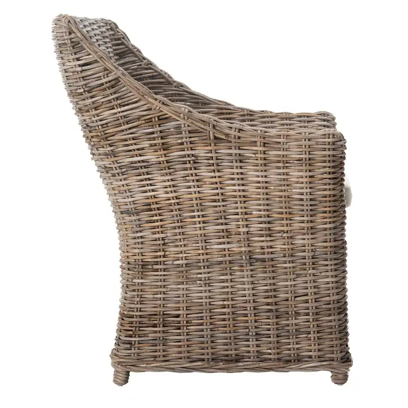 St. Thomas Wicker Washed Brown Wingback Arm Chair (Fully Assembled)