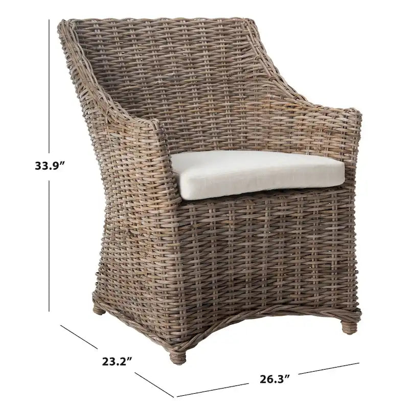 St. Thomas Wicker Washed Brown Wingback Arm Chair (Fully Assembled)