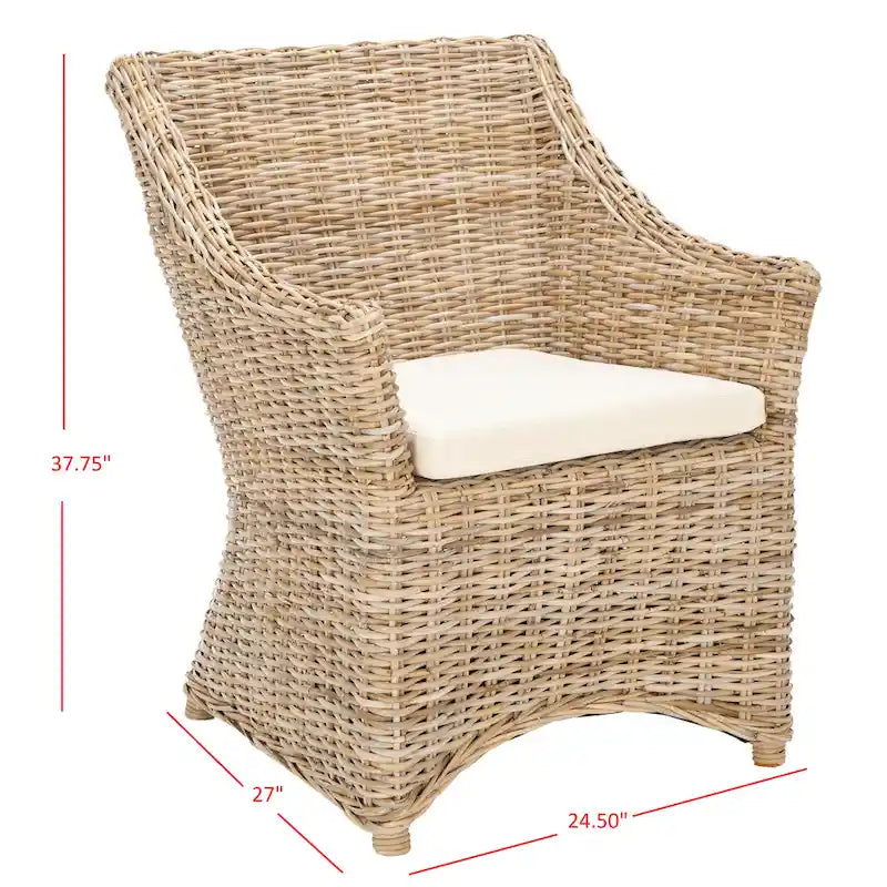 St. Thomas Wicker Washed Brown Wingback Arm Chair (Fully Assembled)