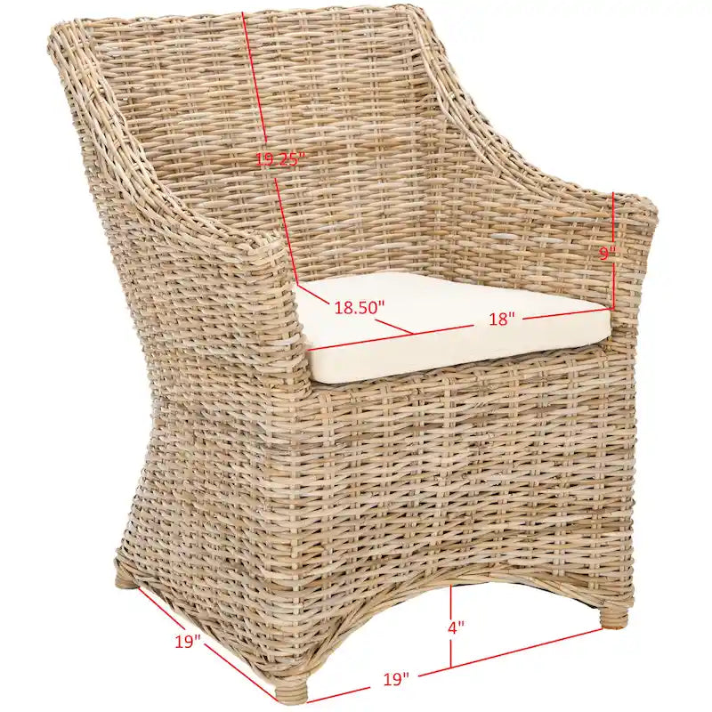 St. Thomas Wicker Washed Brown Wingback Arm Chair (Fully Assembled)