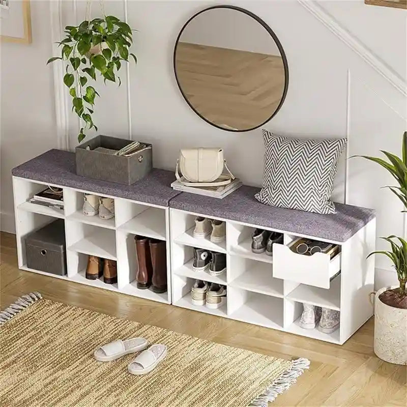 Banco de Arrumação de Sapatos com 9 Compartimentos - 30P x 80L x 48A