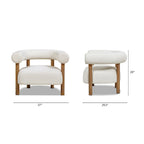 Poltrona de Realce 37" Barrel Boucle Estilo Moderno de Meados do Século com Pernas de Espiga
