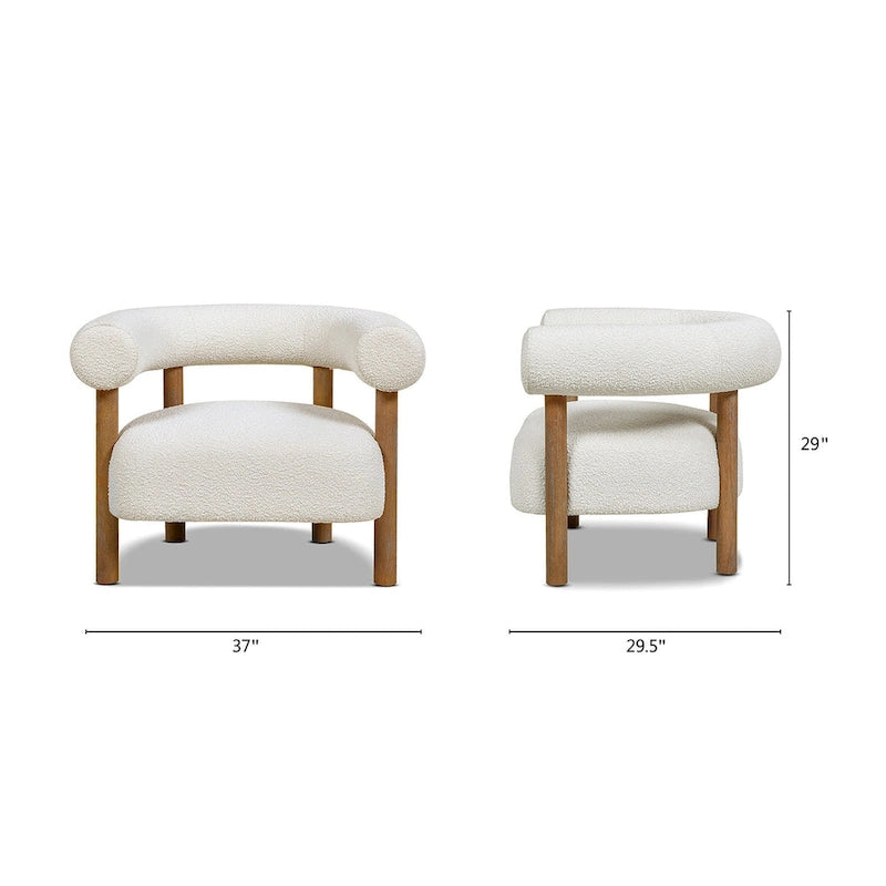 37 Mid Century Modern Barrel Boucle Sherpa Accent Arm Chair