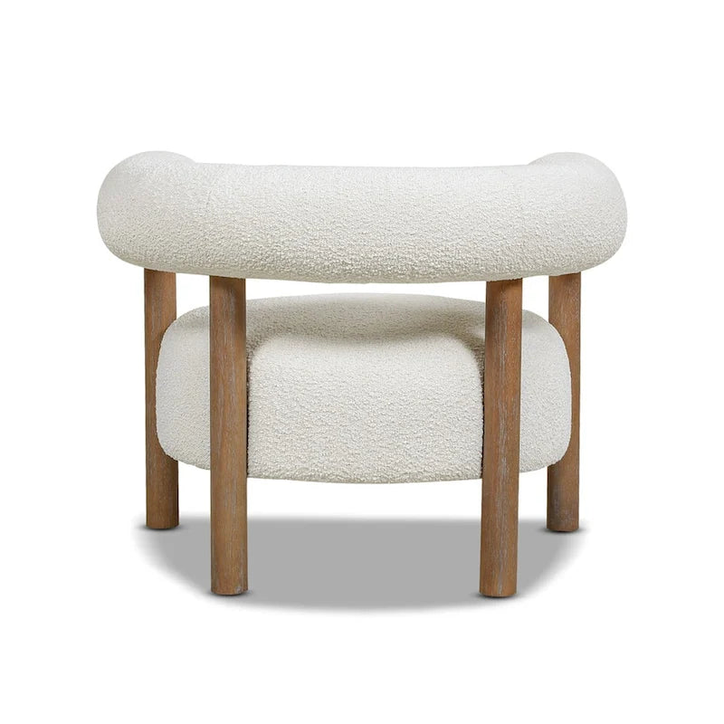 37 Mid Century Modern Barrel Boucle Sherpa Accent Arm Chair