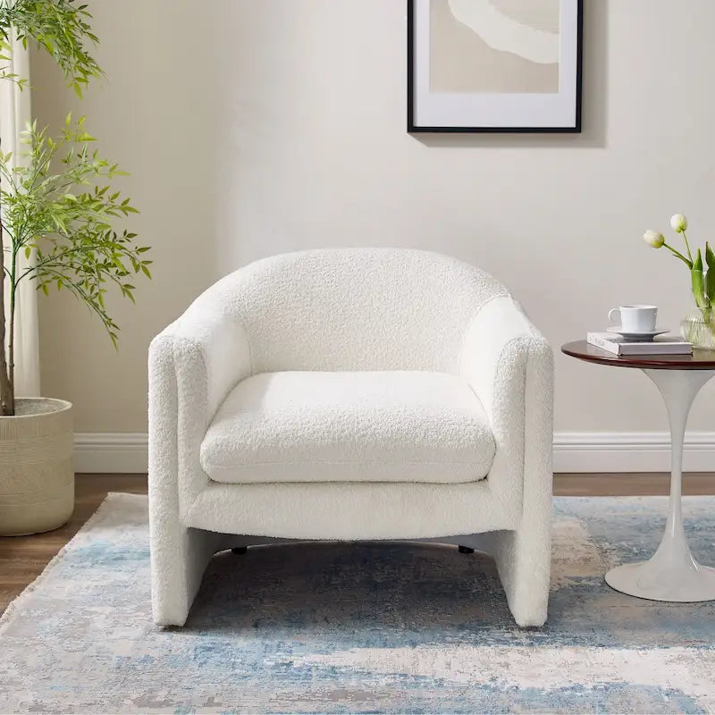 31.2 Inch Nordic Wide Boucle Upholstered Barrel Accent Chair