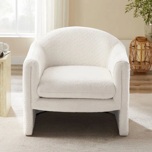 31.2 Inch Nordic Wide Boucle Upholstered Barrel Accent Chair