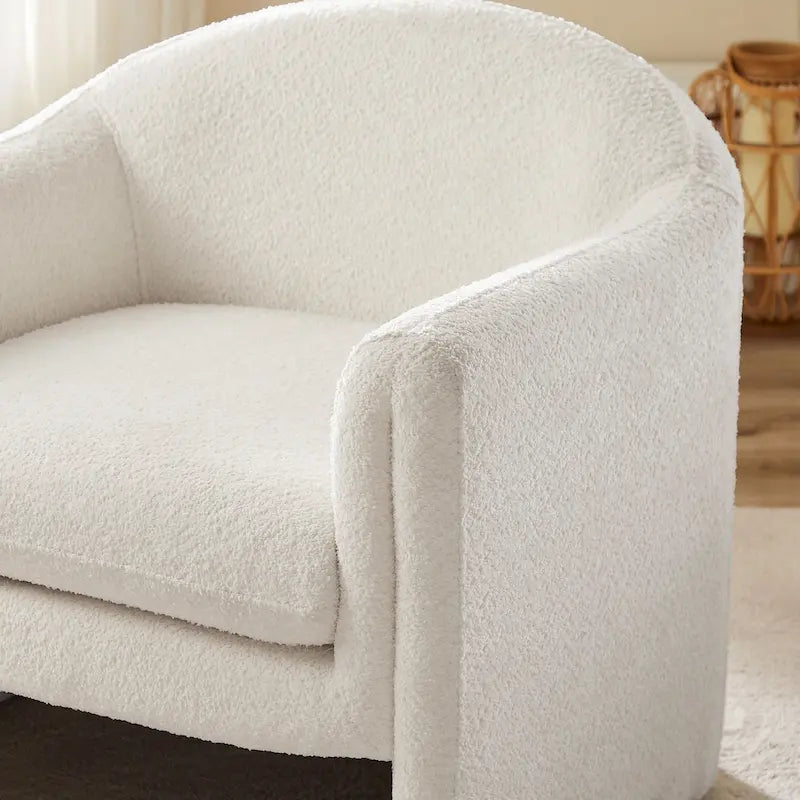 31.2 Inch Nordic Wide Boucle Upholstered Barrel Accent Chair