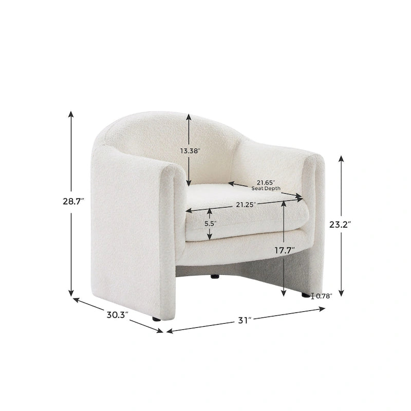 31.2 Inch Nordic Wide Boucle Upholstered Barrel Accent Chair