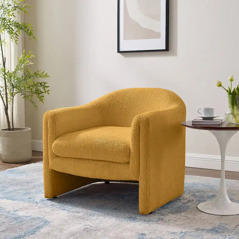 31.2 Inch Nordic Wide Boucle Upholstered Barrel Accent Chair