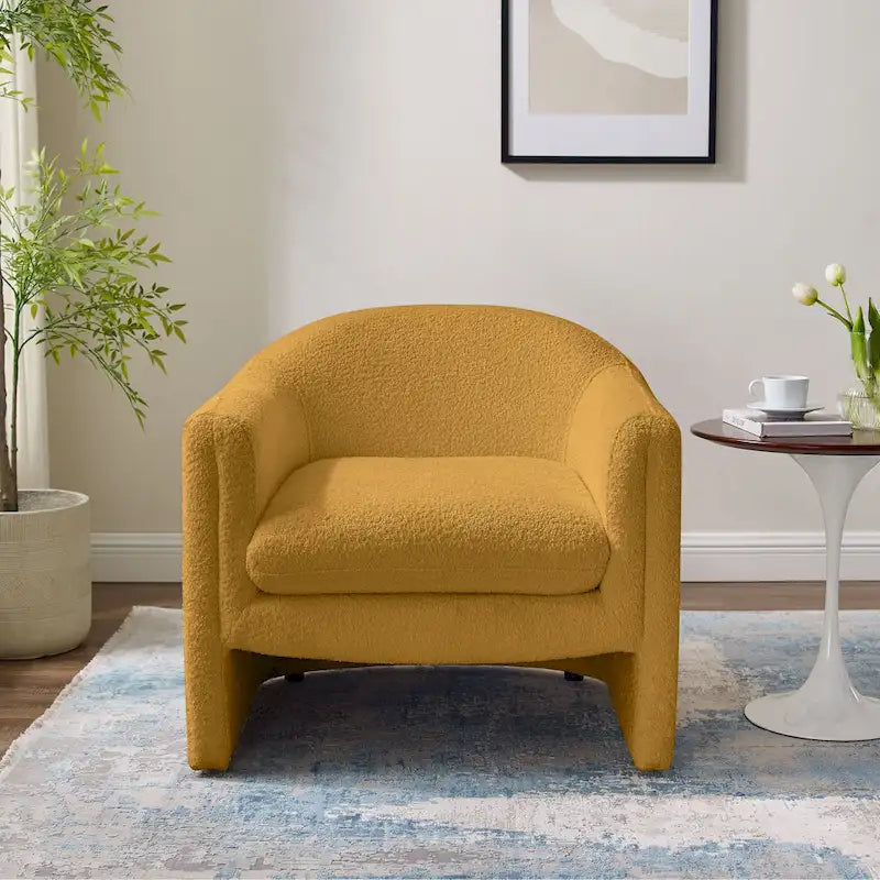 31.2 Inch Nordic Wide Boucle Upholstered Barrel Accent Chair