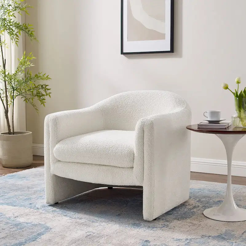 31.2 Inch Nordic Wide Boucle Upholstered Barrel Accent Chair