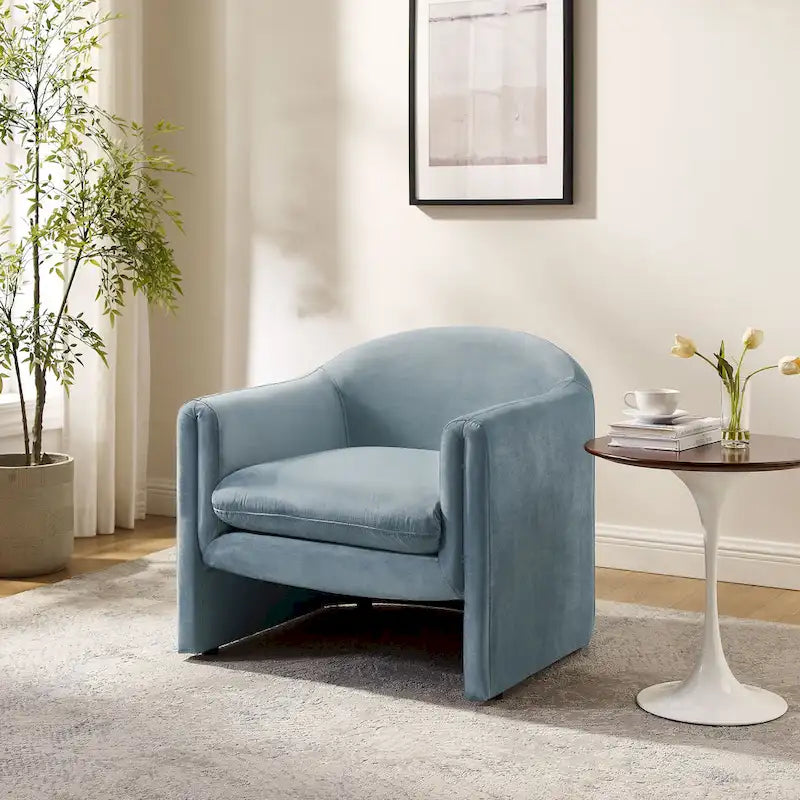 31.2 Inch Nordic Wide Boucle Upholstered Barrel Accent Chair
