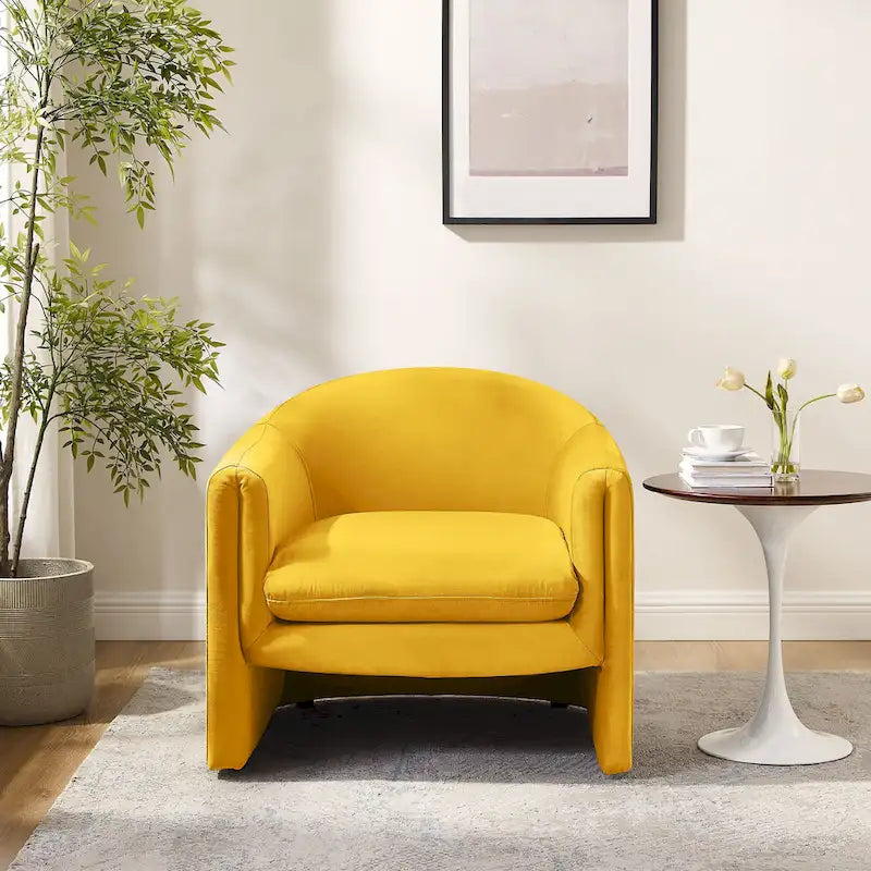 31.2 Inch Nordic Wide Boucle Upholstered Barrel Accent Chair