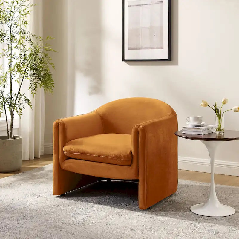 31.2 Inch Nordic Wide Boucle Upholstered Barrel Accent Chair