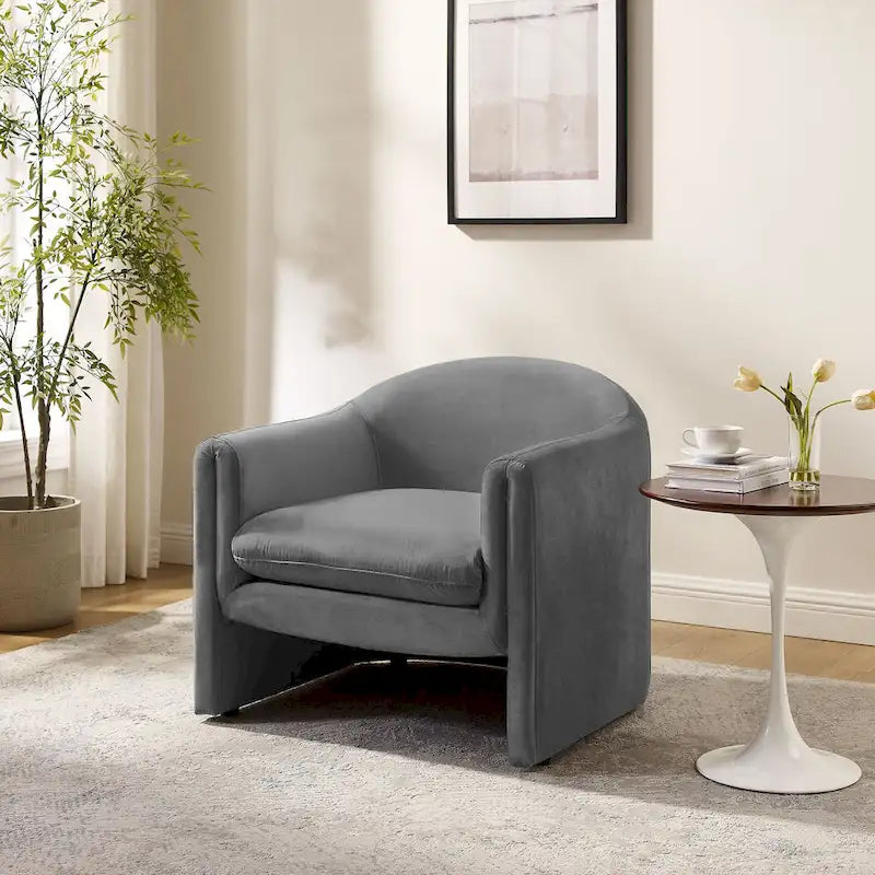 31.2 Inch Nordic Wide Boucle Upholstered Barrel Accent Chair