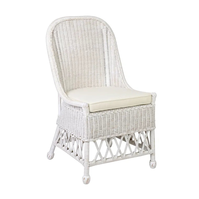 Natural Rattan Cushioned Dining Accent Chair by