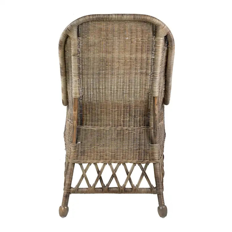 Natural Rattan Cushioned Dining Accent Chair by