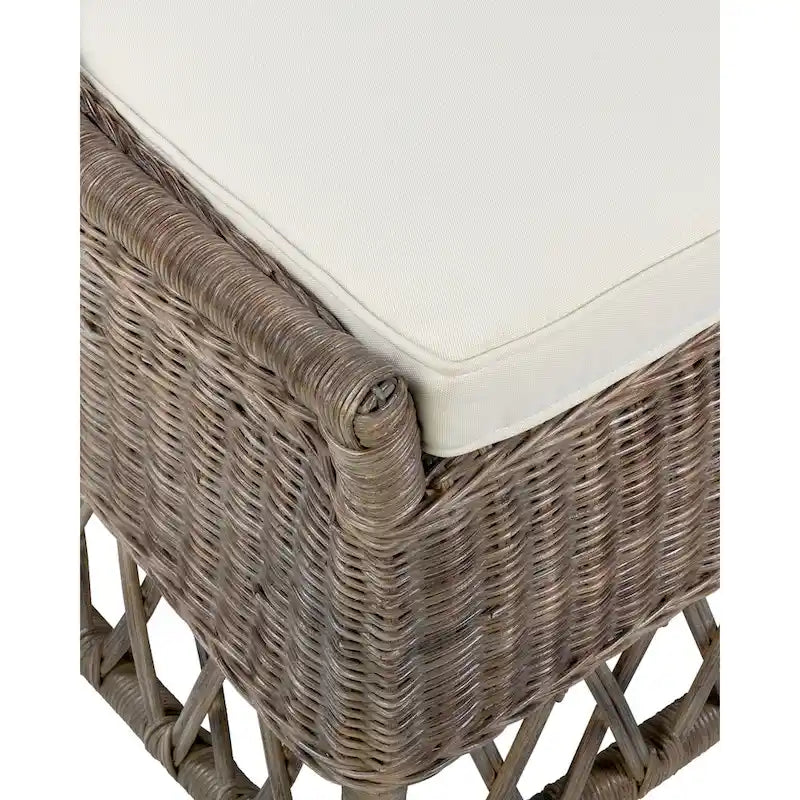 Natural Rattan Cushioned Dining Accent Chair by