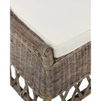 Cadeira de Jantar de Destaque em Rattan Natural com Almofada e Braços Inclinados