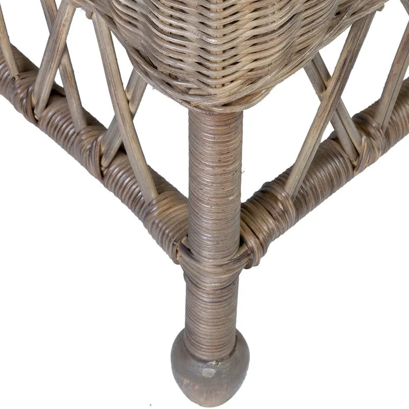 Natural Rattan Cushioned Dining Accent Chair by