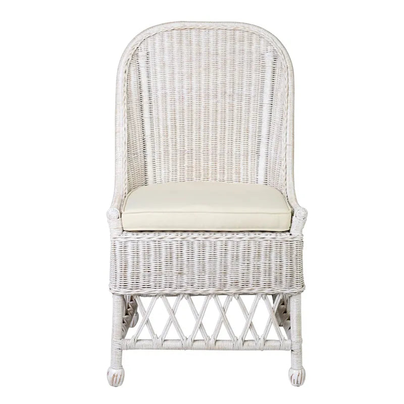 Natural Rattan Cushioned Dining Accent Chair by