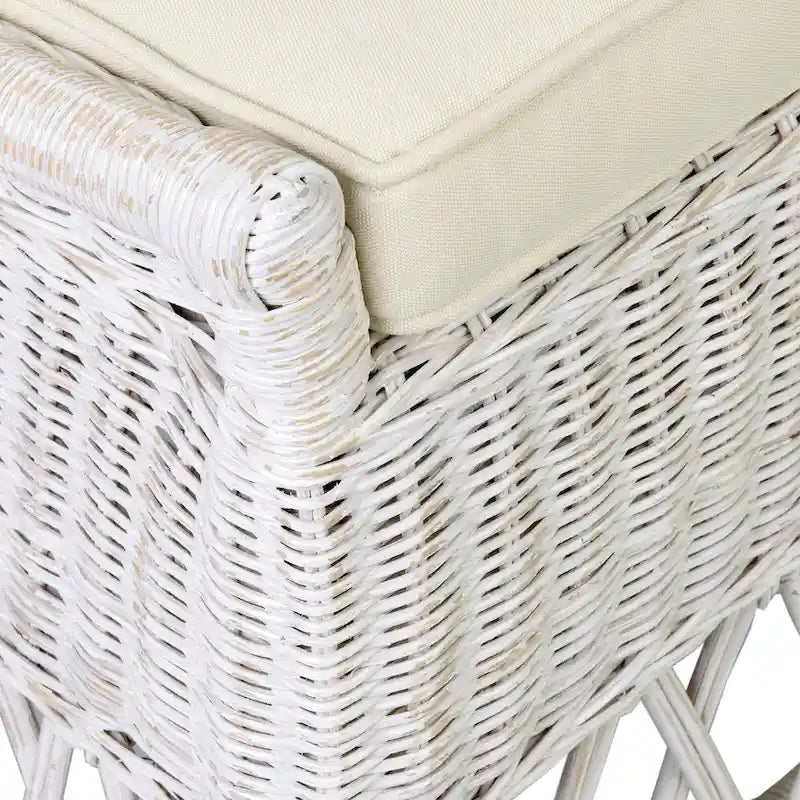 Natural Rattan Cushioned Dining Accent Chair by