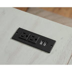 Secretária de Computador em L de Metal Estilo Fazenda de 59" com Portas USB e Tomadas