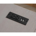 Secretária de Computador em L de Metal Estilo Fazenda de 59" com Portas USB e Tomadas