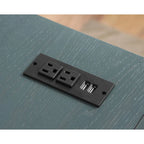 Secretária de Computador em L de Metal Estilo Fazenda de 59" com Portas USB e Tomadas